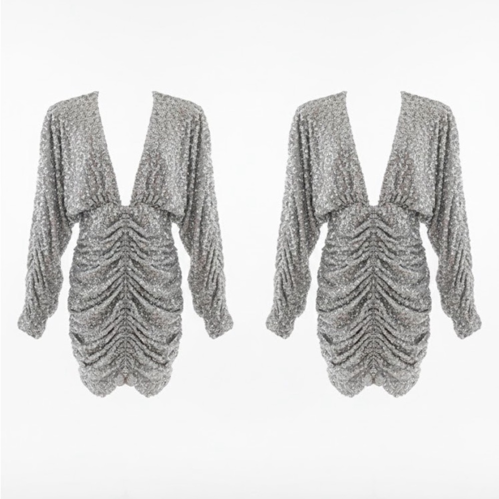 Silver Sequin Mini Dress